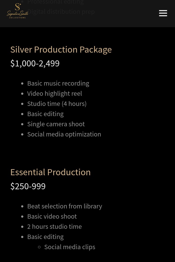 Music Video Production & Music Producer by Signature Smith Collections